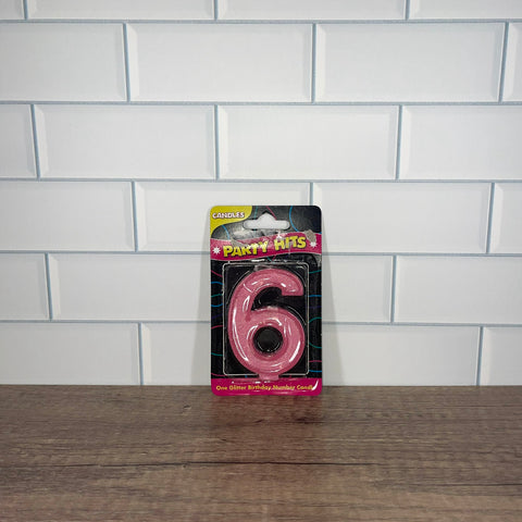 Glitter Number Candle - # 6