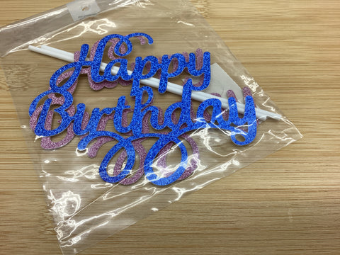 Happy Birthday Glitter Picks - 2 pc