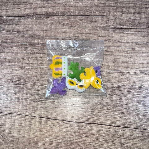 Mardi Gras Shaped Sugar Decorations (6 pcs)