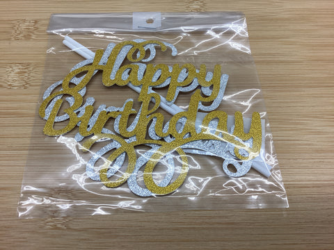 Happy Birthday Glitter Picks - 2 pc