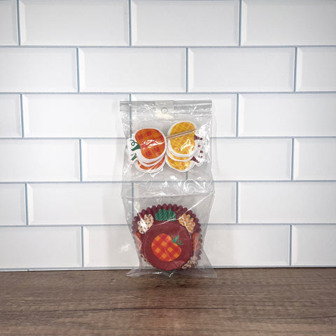 Thanksgiving/Autumn cupcake liners and toothpicks (12 count)