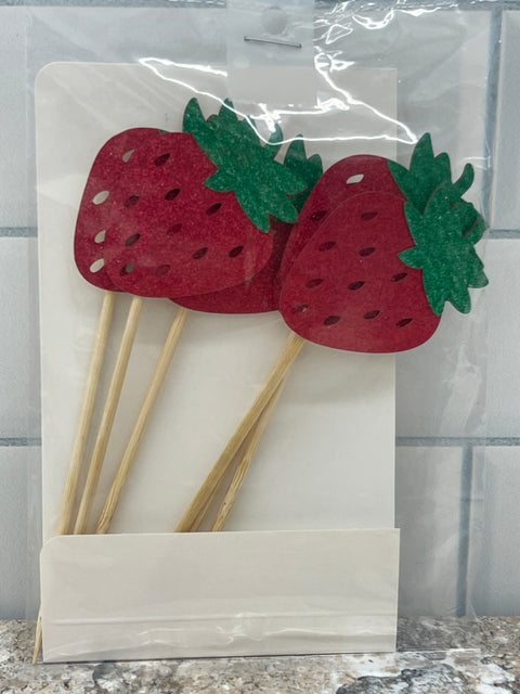 Glitter Strawberry Picks (6 Pieces)